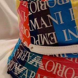 Y2k GIORGIO ARMANI Bucket Hat - Vintage Armani - Rainbow Colors - Logo